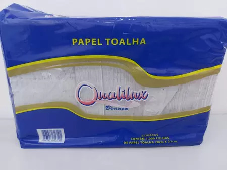 PAPEL TOALHA INTERFOLHADO BRANCO SIMPLES AZUL 20X21 C 1000 QUALILUX