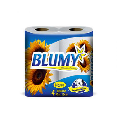 PAPEL HIGIÊNICO BLUMY - FOLHA SIMPLES - 30M - NEUTRO-  C/ 04 ROLOS