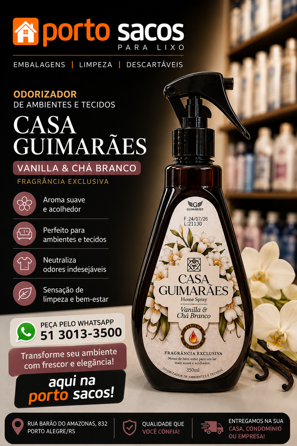 HOME SPRAY VANILLA E CHÁ BRANCO GUIMARÃES 